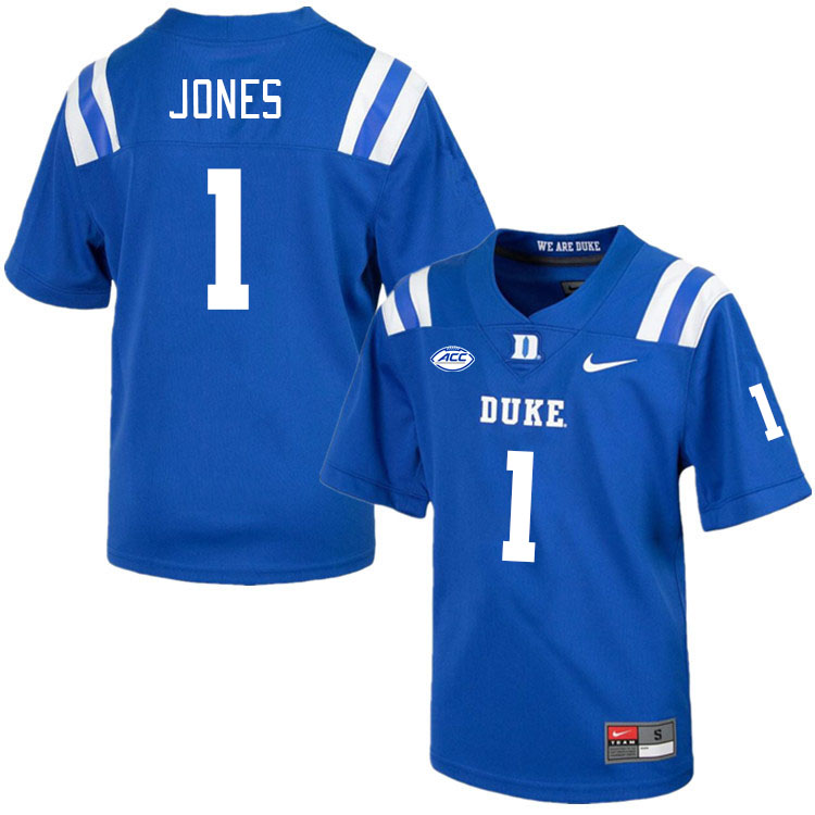 Men #1 Myles Jones Duke Blue Devils College Football Jerseys Stitched-Royal
